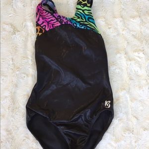 Kids black and leopard print leotard